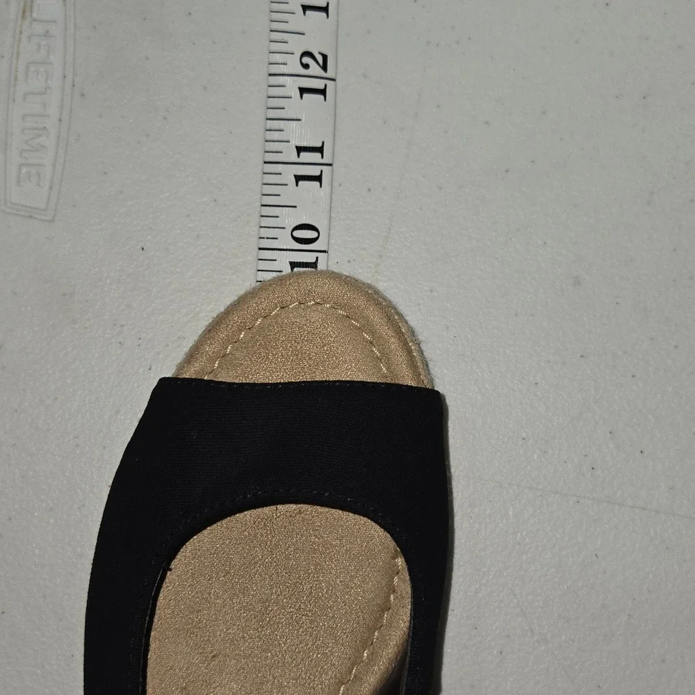 St Johns Bay SJB Lindy Black Wedge Sandal Memory Foam Espadrille 9M 106-1682